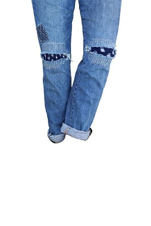 Denim customization denim pants with patches