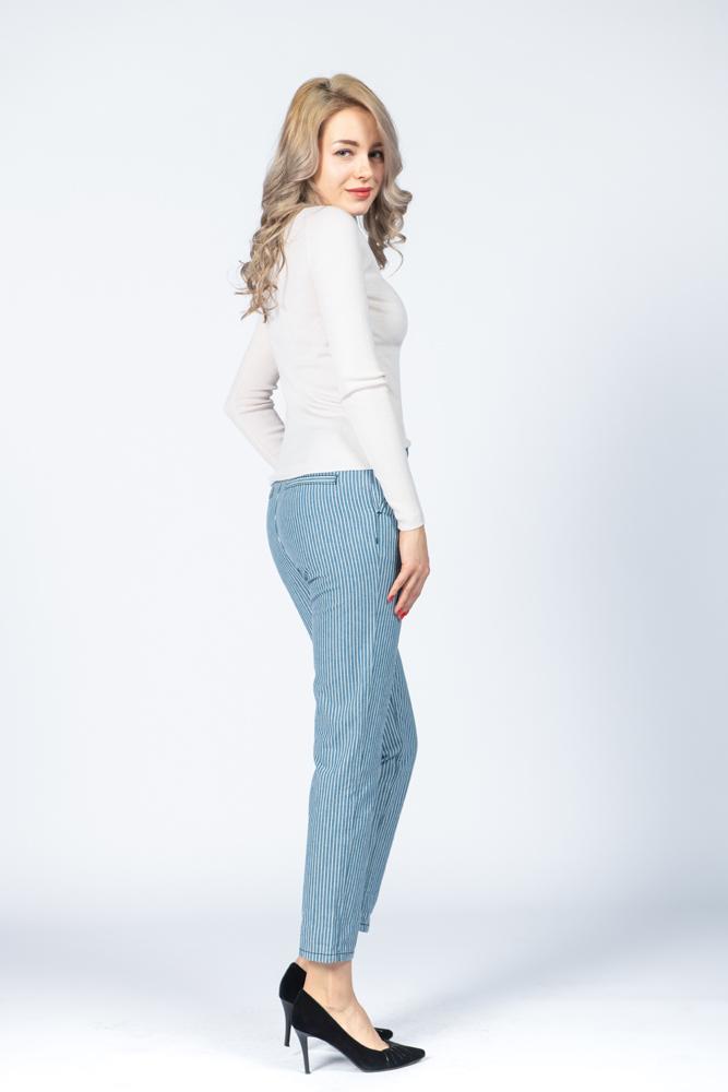 Jeans Women Denim Pants Blue White Stripes