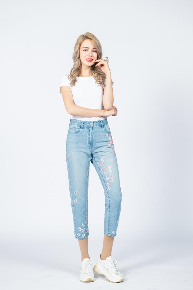 Women's denim with floral embroidery
